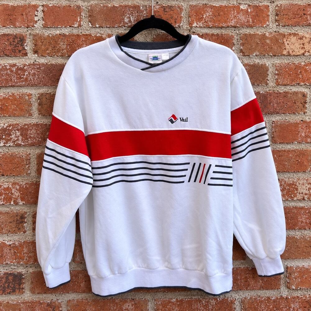 Vintage Vail Colorado Ski Resort Winning Ways Striped Sweatshirt XL